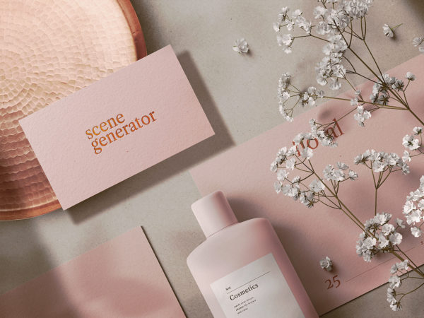 Floral Cosmetics Mockup Scene