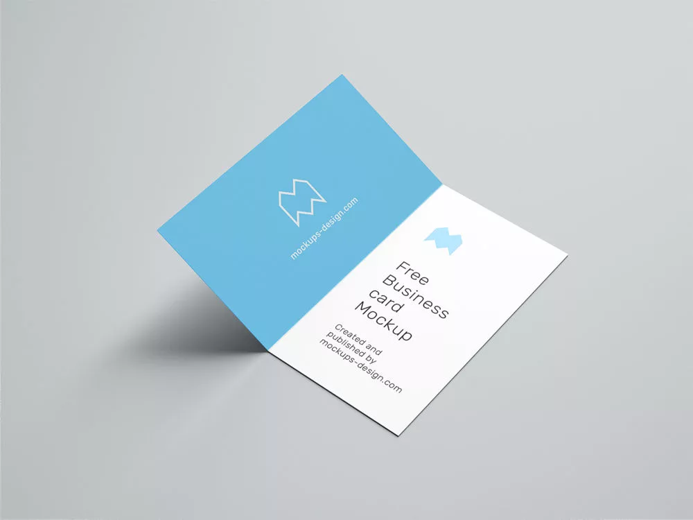 Folded Business Card Free Mockup