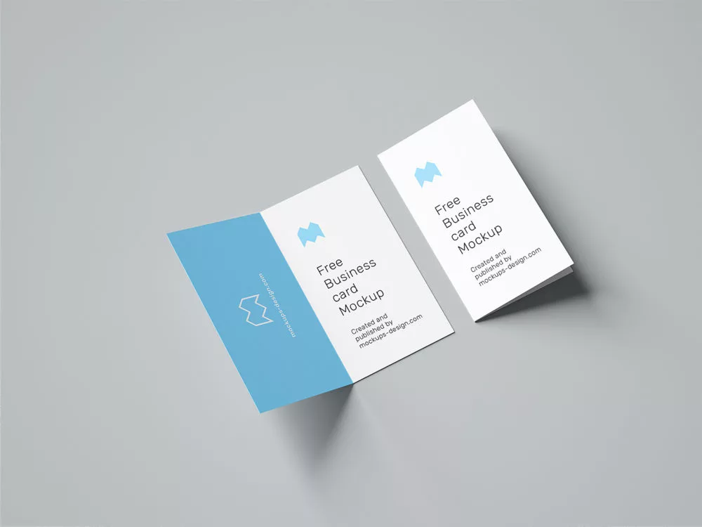 Folded Business Card Free Mockup