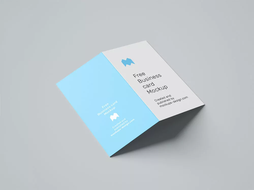 Folded Business Card Free Mockup