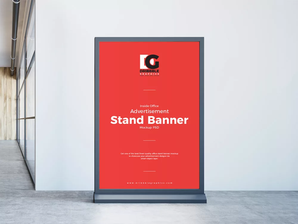 Inside Office Stand Banner Free Mockup
