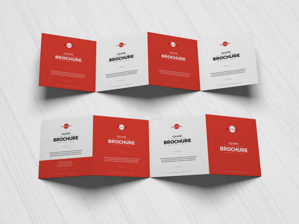 Square 4-Fold Brochure Free Mockup