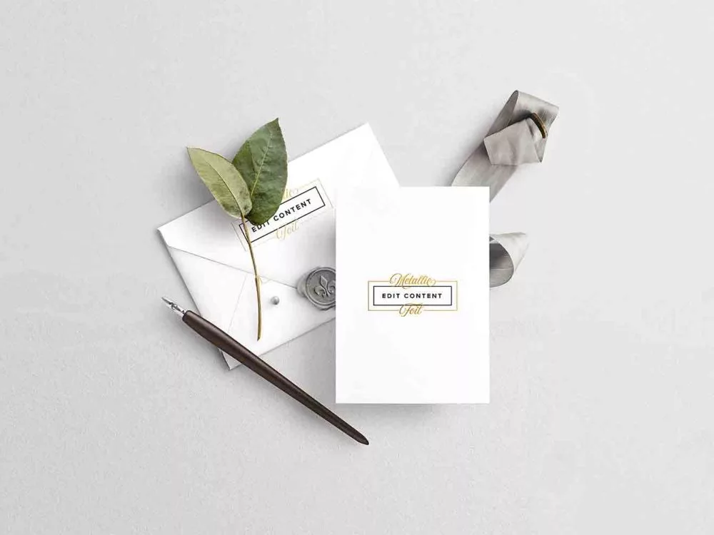 Wedding Card with Envelope Mockup