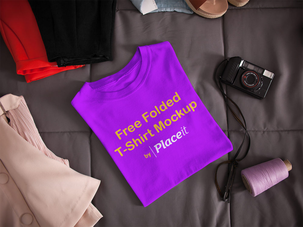 Download Free Folded T-Shirt Mockup by Placeit | Free Mockup