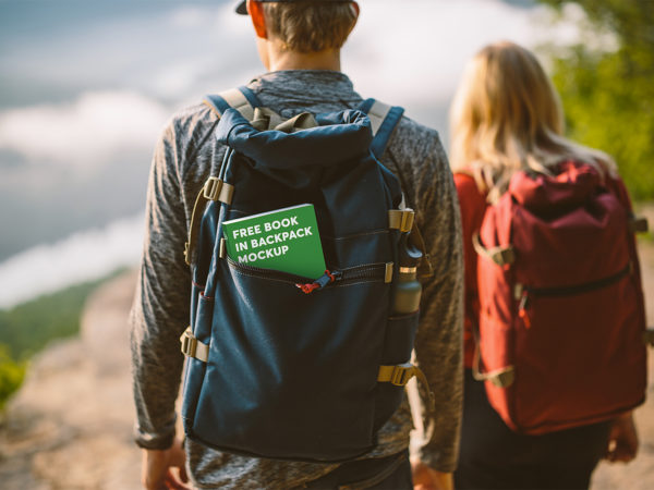 Book in Backpack Free Mockup