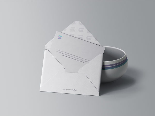 Free Envelope with Greeting Card Mockup