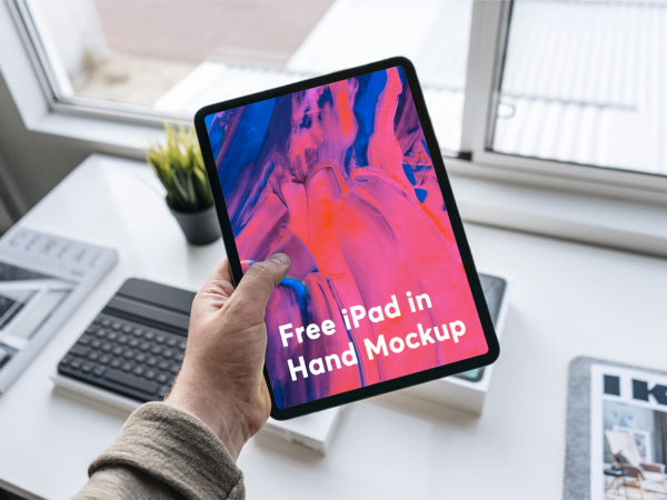 iPad Pro 2018 in Hand Free Mockup