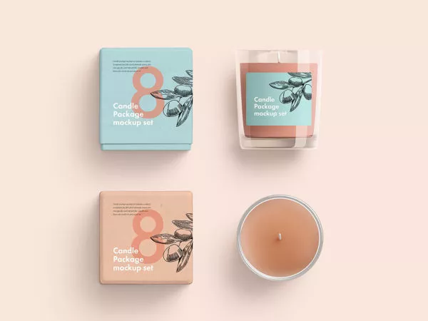 Candle Glass and Box Packaging Mockup