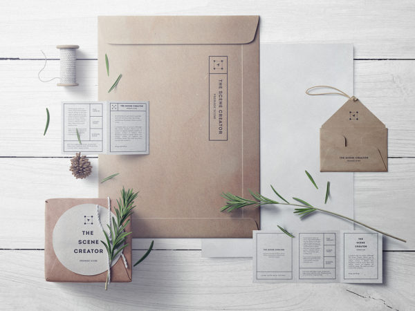 Craft Stationery Branding Free Mockup Scene