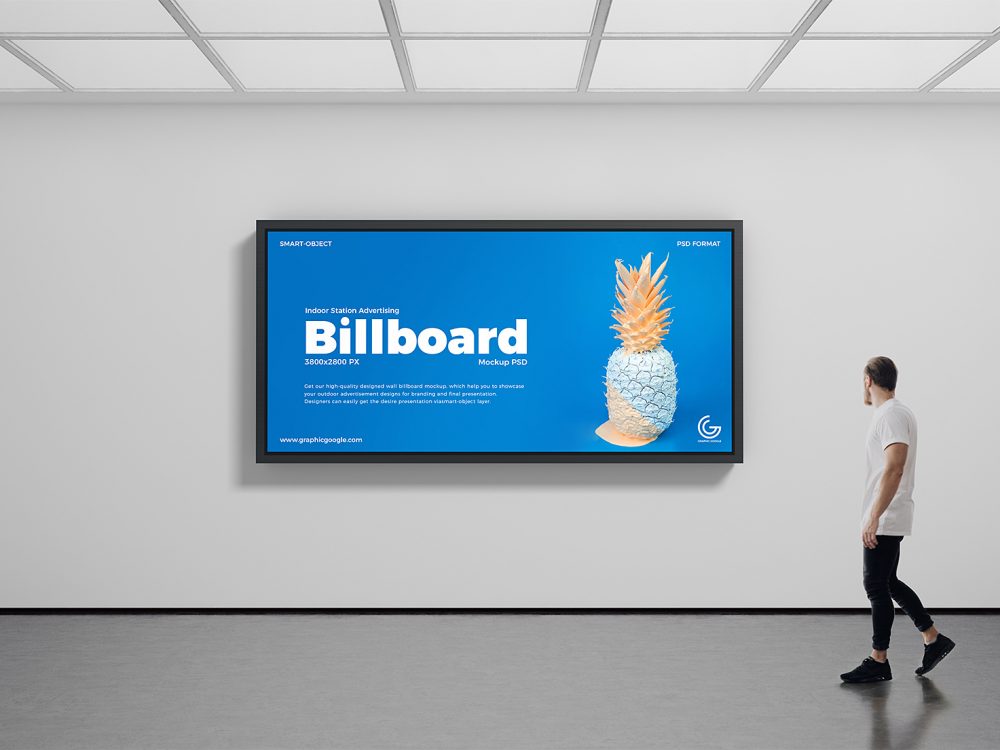 Free Indoor Billboard Advertising Mockup