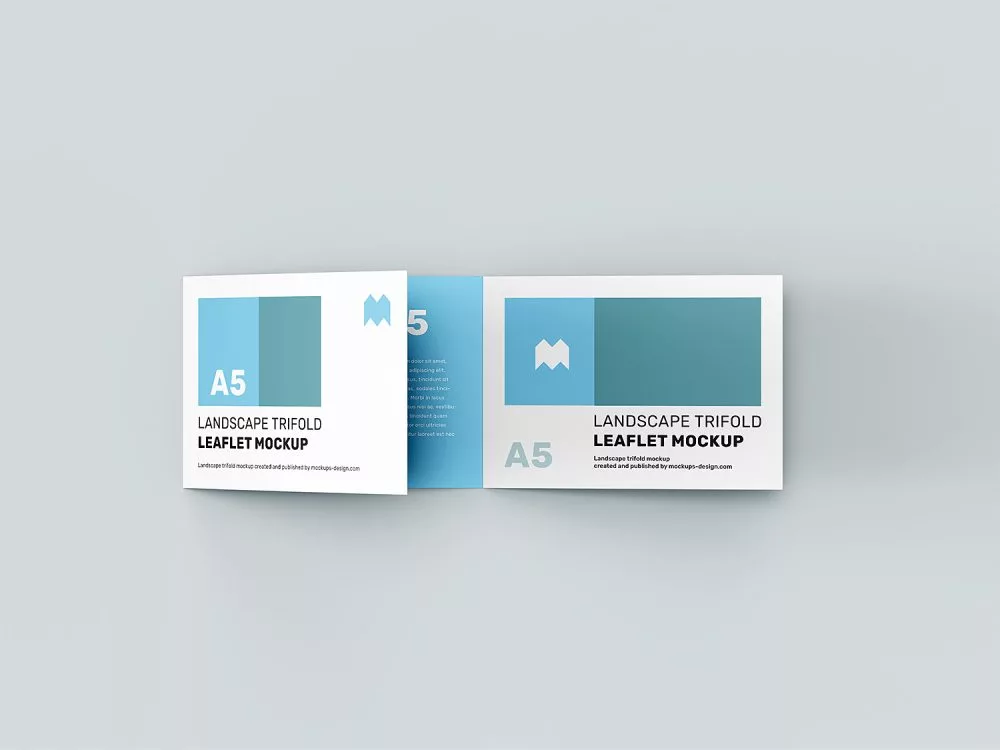 Free Landscape Trifold Leaflet Mockup