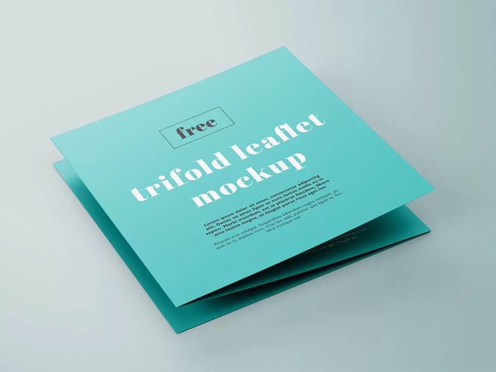 Free Trifold Square Leaflet Mockup