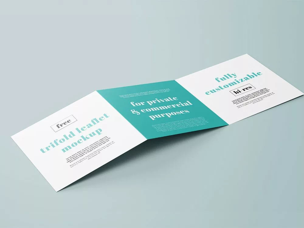 Free Trifold Square Leaflet Mockup
