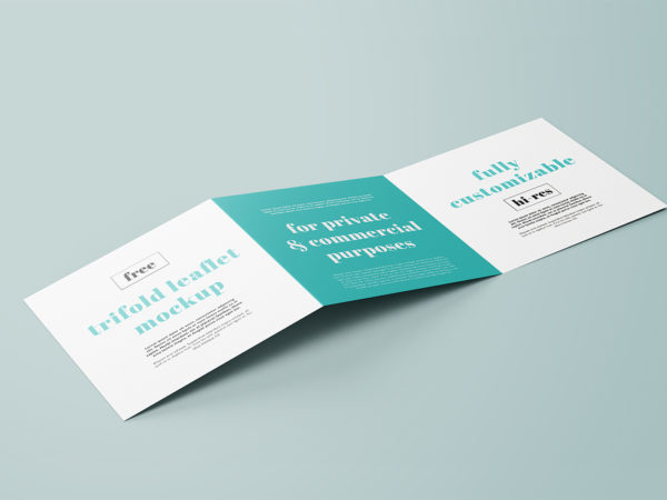 Free Trifold Square Leaflet Mockup