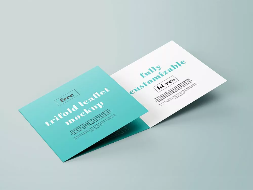 Free Trifold Square Leaflet Mockup