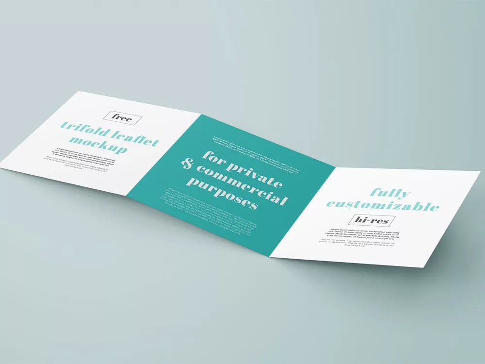 Free Trifold Square Leaflet Mockup