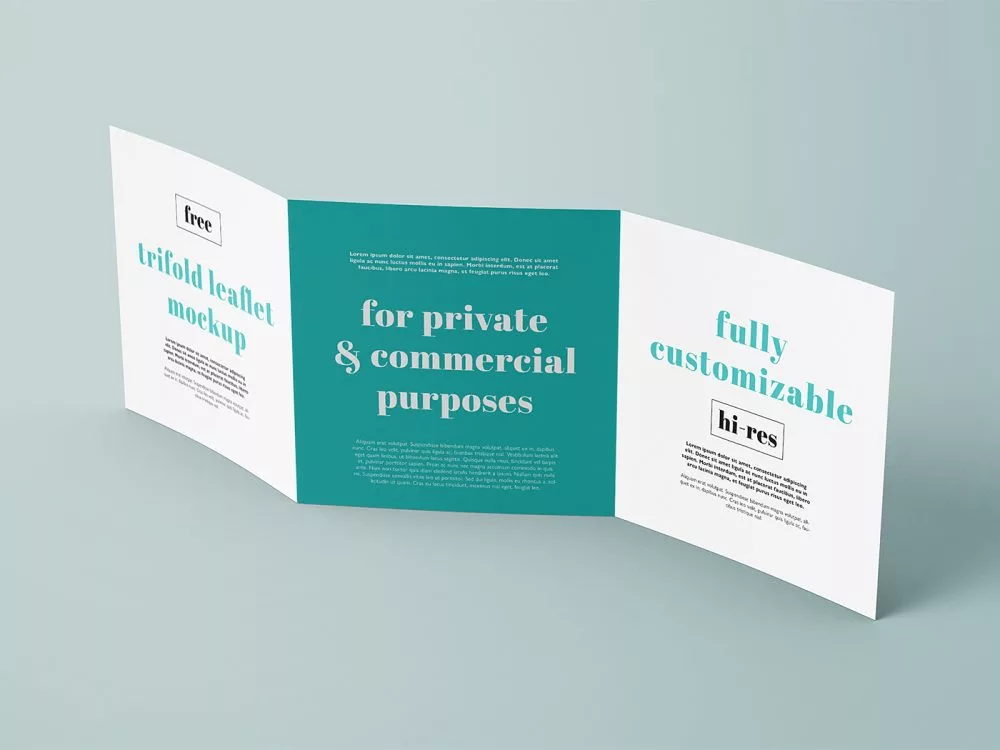 Free Trifold Square Leaflet Mockup