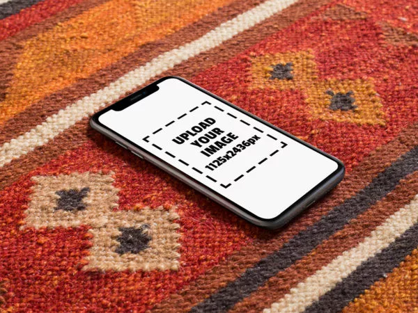 iPhone X Mockup Lying on a Red Carpet
