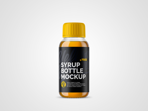 Clear Glass Bottle With Orange Syrup Mockup