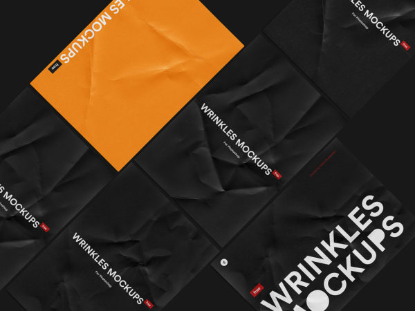 Free Crumpled Paper Mockup Set