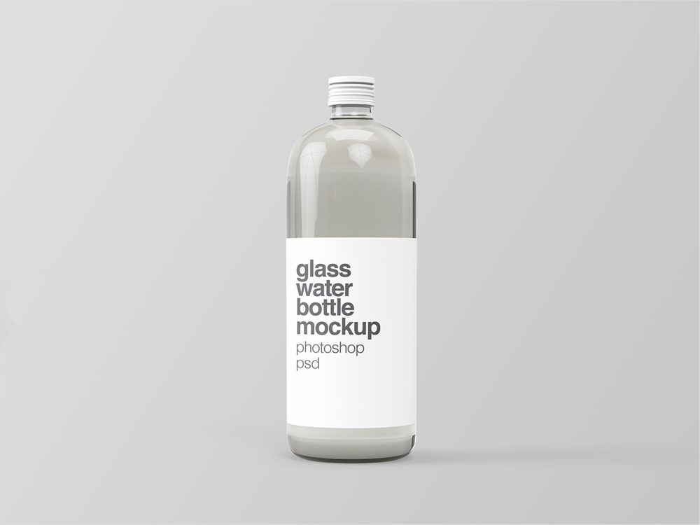 Free Glass Water Bottle Mockup