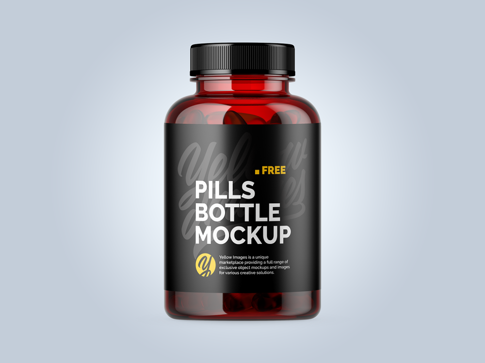 Download Free Plastic Red Bottle With Fish Oil Mockup Free Mockup
