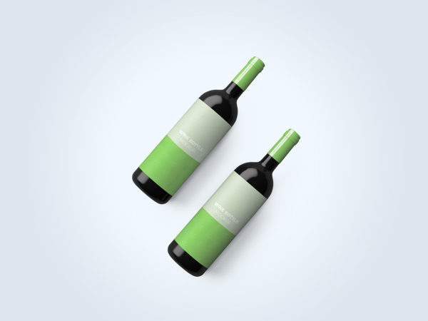 Free Wine Bottle Top View Mockup