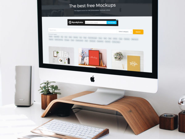 Free iMac Workspace Mockup