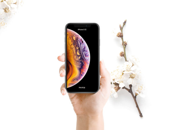 Woman Holding iPhone XS Mockup