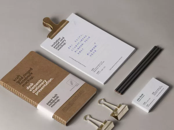 Free Desk Stationery Mockup