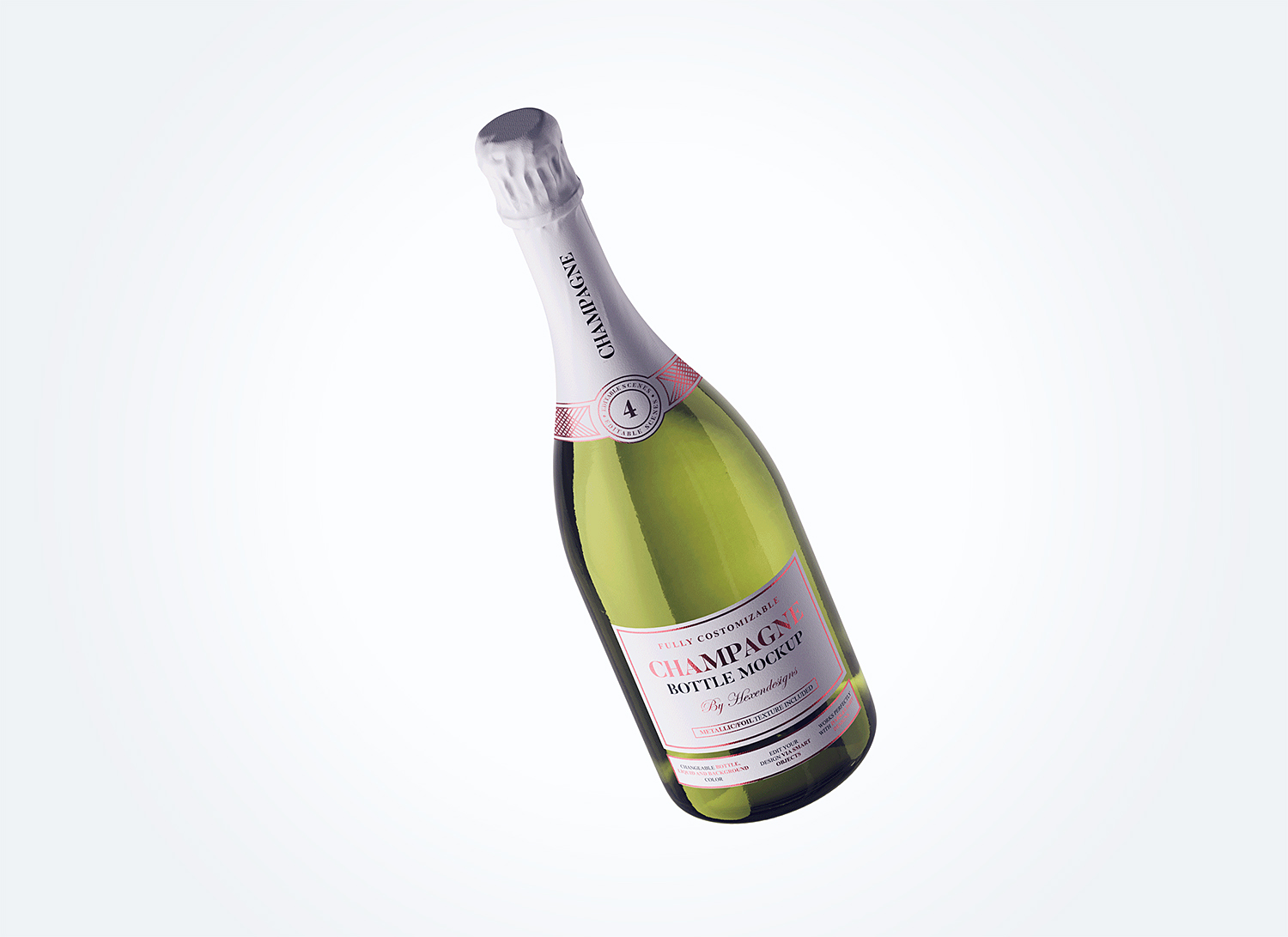 Free Champagne Bottle Label Design Mockup