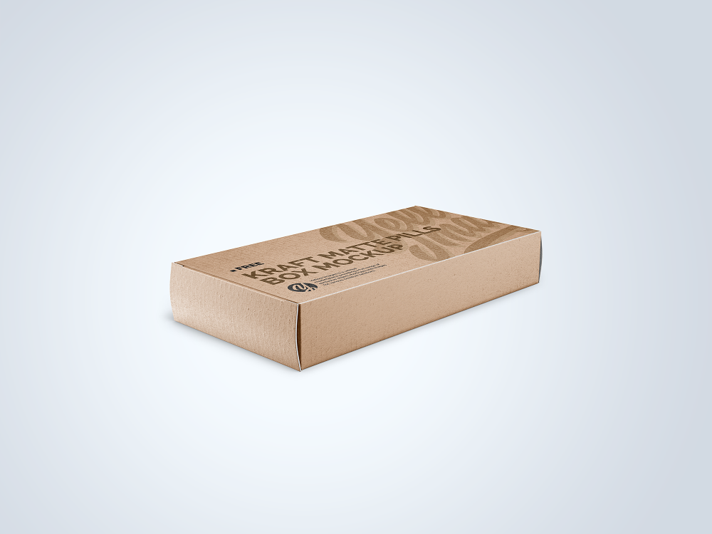 Kraft Matte Pills Box Mockup - Half-Side View