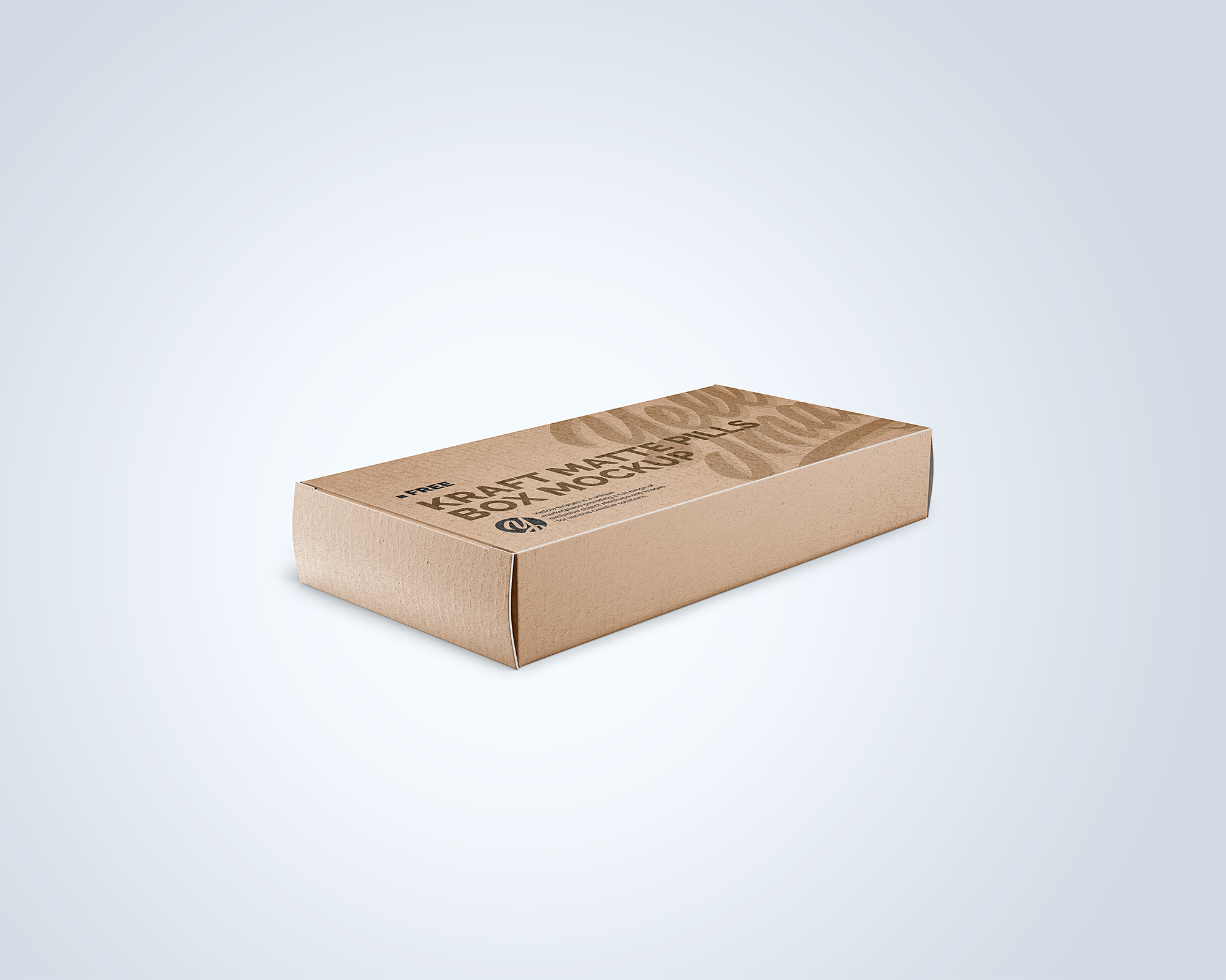 Download Kraft Matte Pills Box Mockup - Half-Side View | Free Mockup