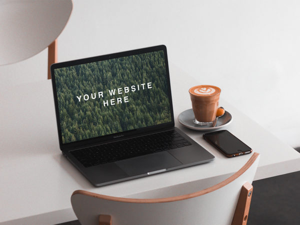 MacBook on Table Mockup