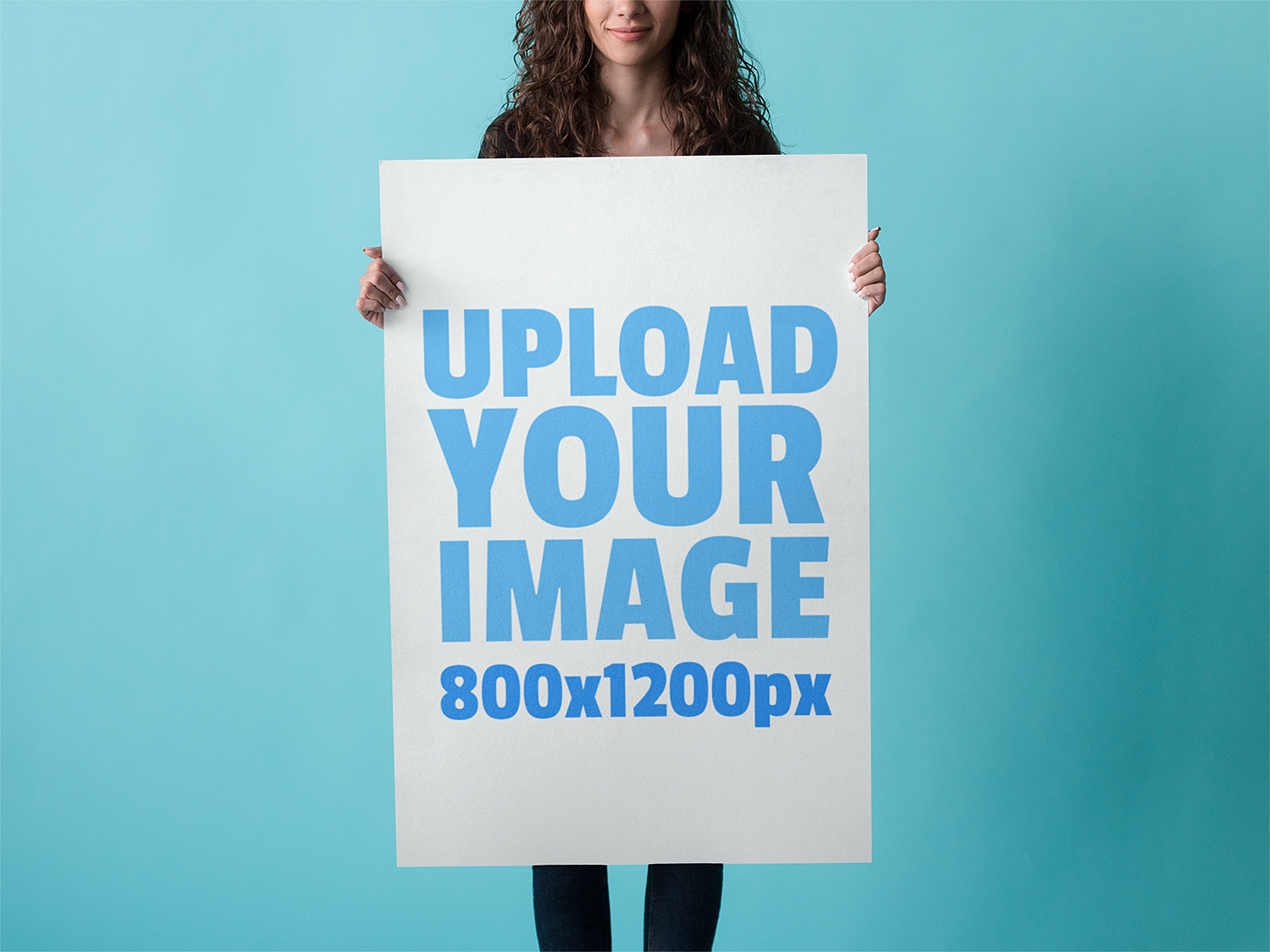 Download No Photoshop Needed! Woman Holding Poster Mockup by ...