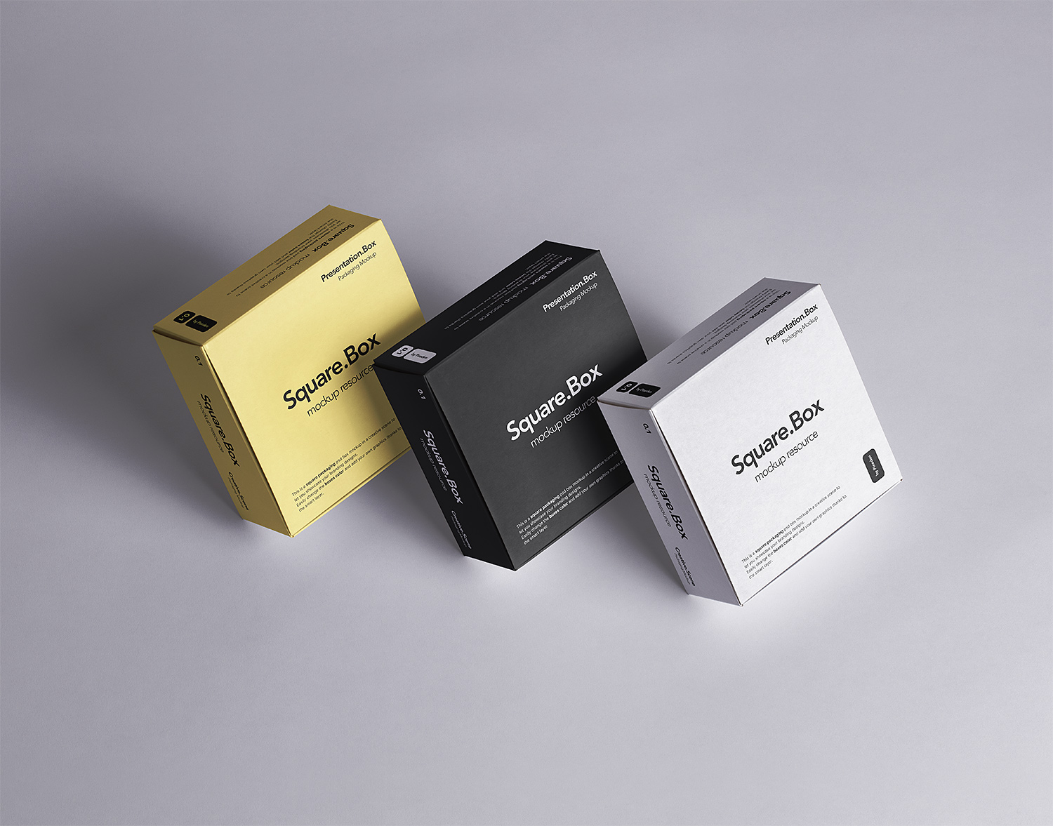 Three Square Boxes Packaging Free Mockup | Free Mockup