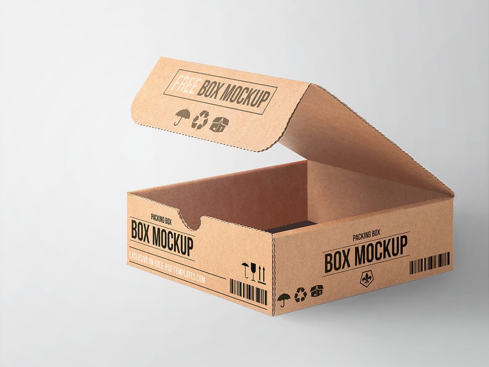 Free Cardboard Box Mockup