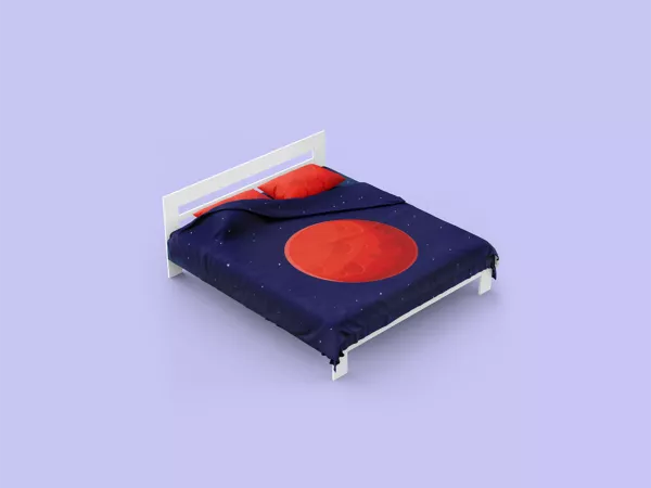 Free Double Bed with Cotton Linens Mockup