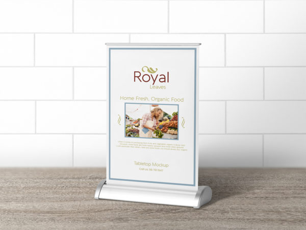 Free Retractable Tabletop Menu Mockup