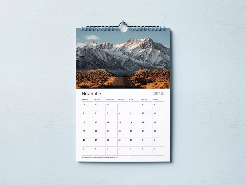 Free Wall Calendar Mockup