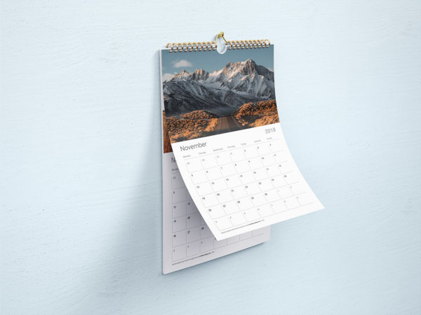 Free Wall Calendar Mockup