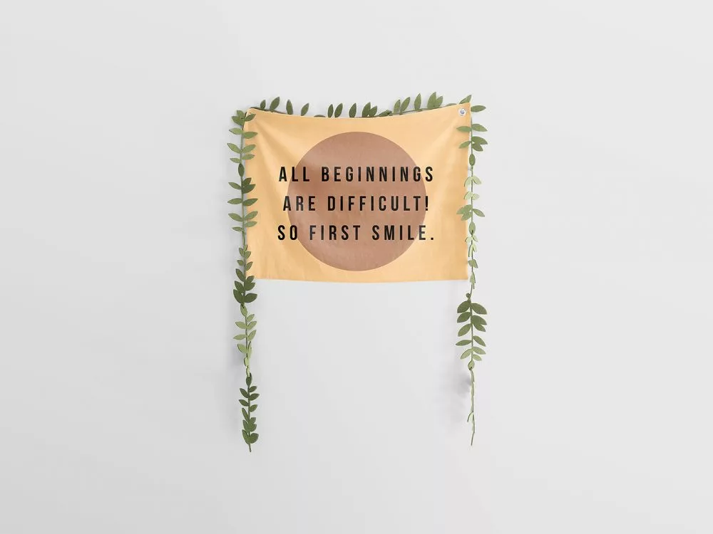 Free Wall Flag Mockup