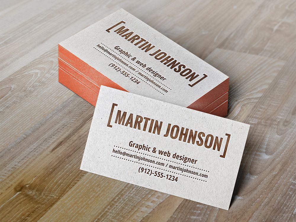 Letterpress Business Cards Free Mockup