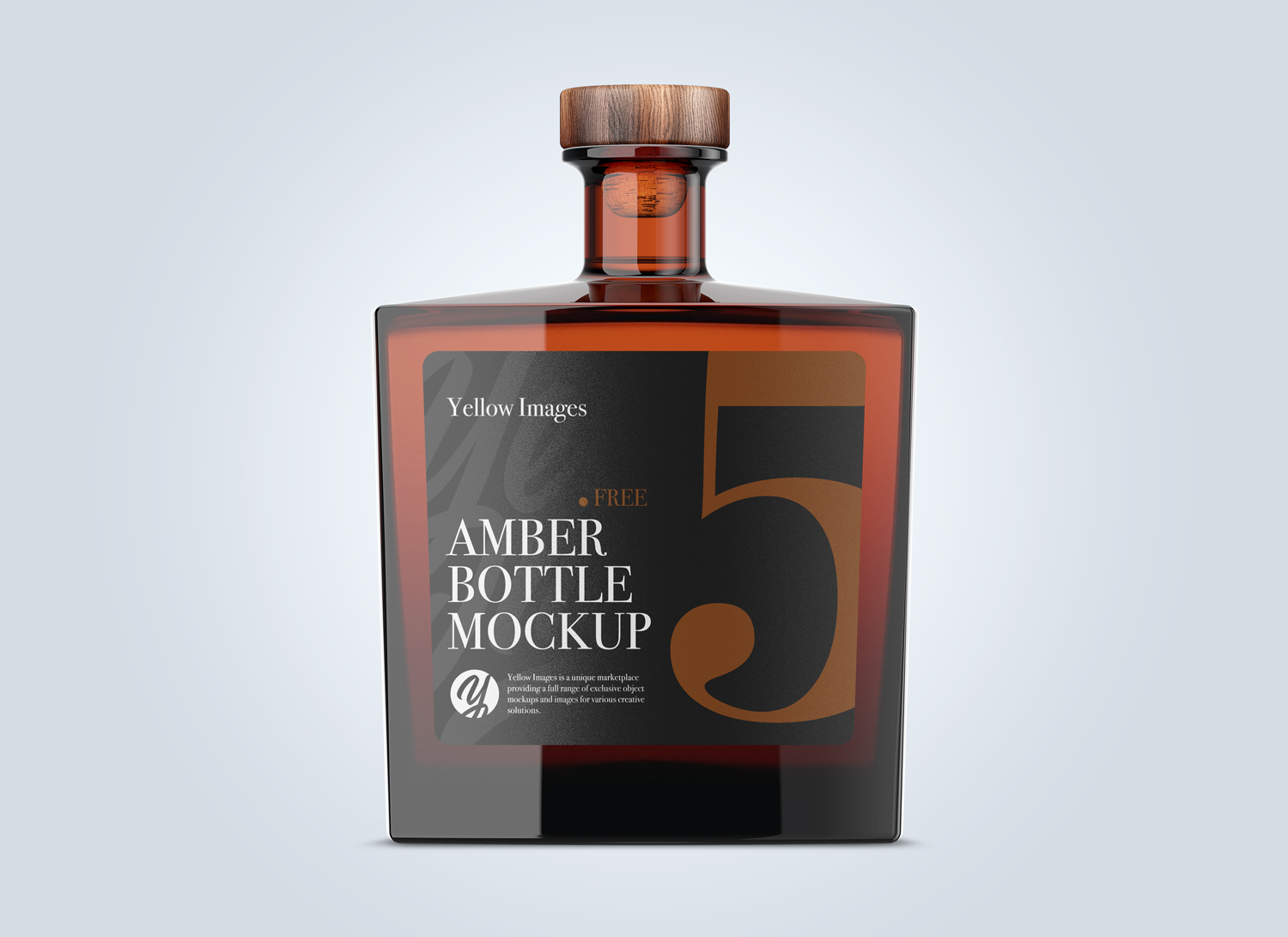 Square Amber Glass Bottle Mockup Free Mockup