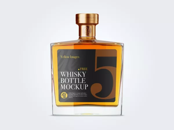 Square Glass Bottle Whisky Mockup