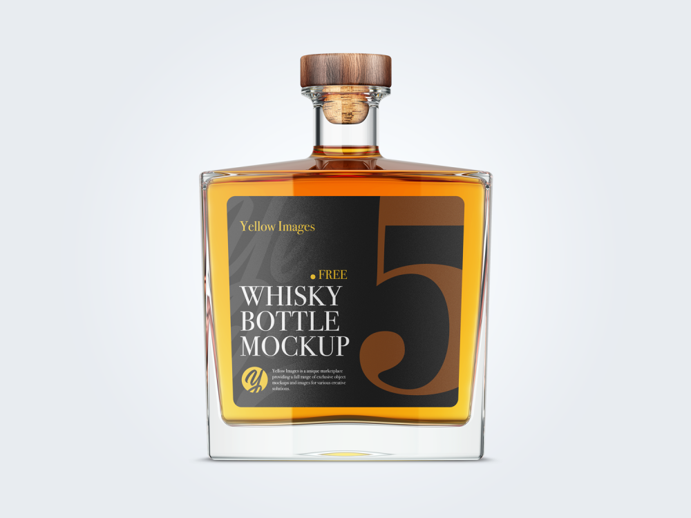 Download Square-Glass-Bottle-Whisky-Mockup-02 | Free Mockup