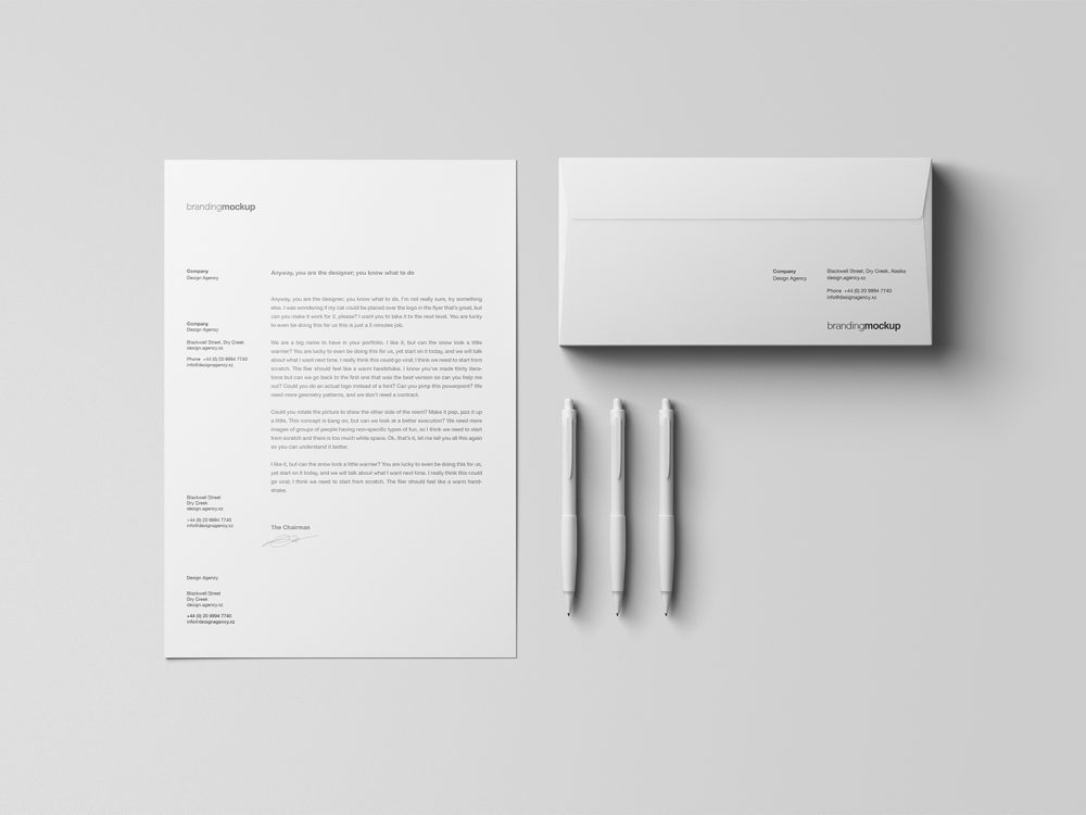 Free Letterhead with Envelope Stationery Mockup