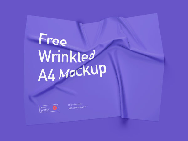 Wrinkled A4 Paper Free Mockup