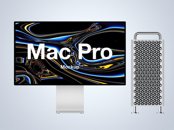Mac Pro Mockup with Apple Display