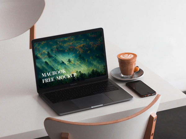 MacBook on a Table Mockup